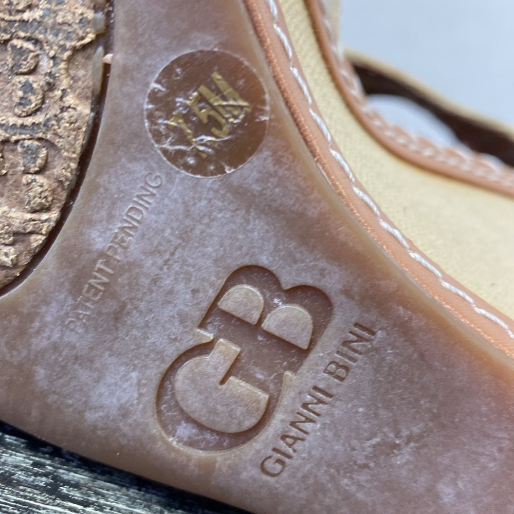 Gianni Bini Tan Wedge Cutout Lace Up High Heel Shoes 7 - Picture 6 of 8